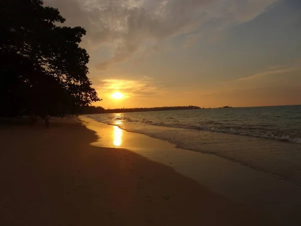 Pôr Sol Praia Khao Lak Tailândia — Fotografia de Stock