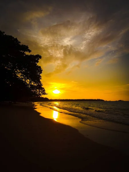 Coucher Soleil Sur Plage Khao Lak Thaïlande — Photo