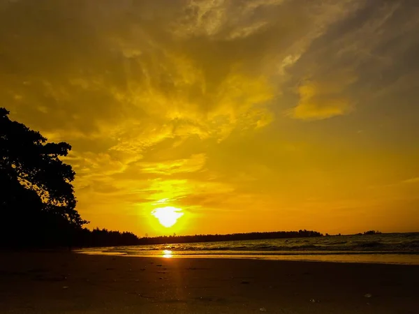 Zonsondergang Het Strand Van Khao Lak Thailand — Stockfoto