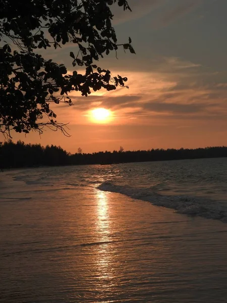 Puesta Sol Playa Khao Lak Tailandia — Foto de Stock