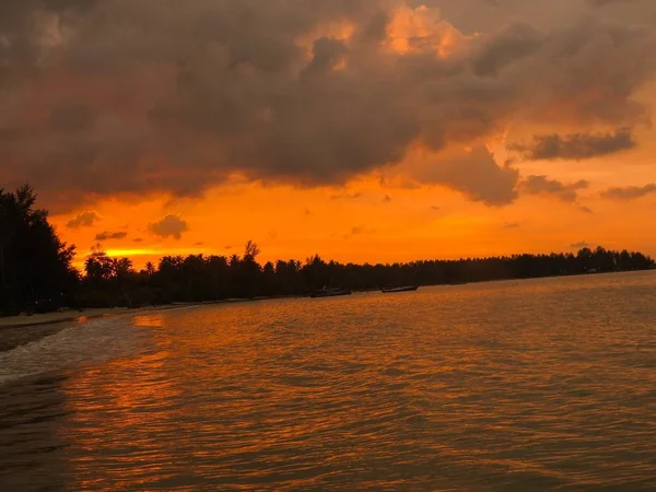 Solnedgang Ved Stranden Khao Lak Thailand – stockfoto