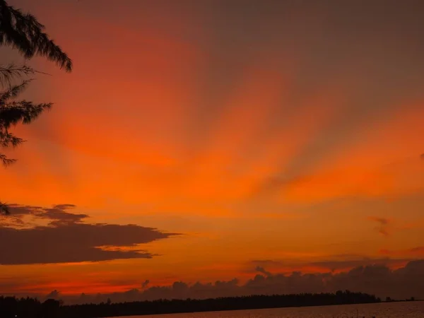 Coucher Soleil Sur Plage Khao Lak Thaïlande — Photo