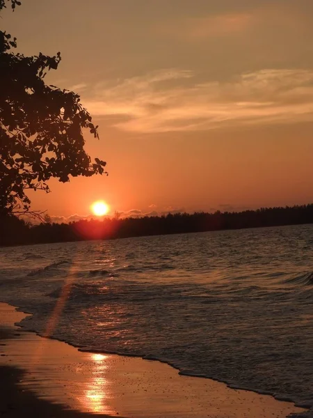 Tramonto Sulla Spiaggia Khao Lak Thailandia — Foto Stock