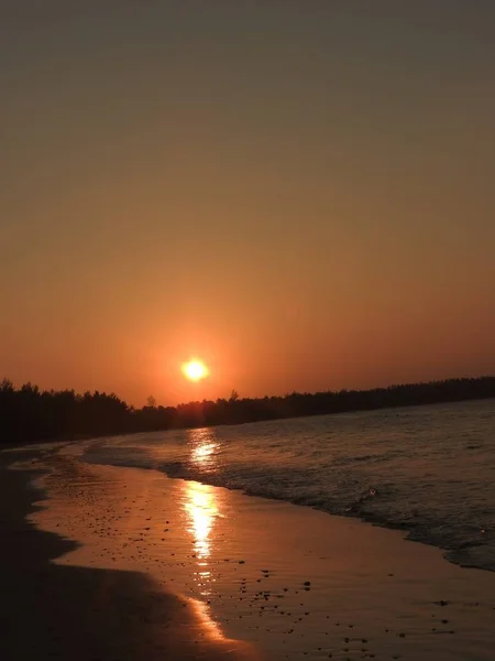 Zonsondergang Het Strand Van Khao Lak Thailand — Stockfoto