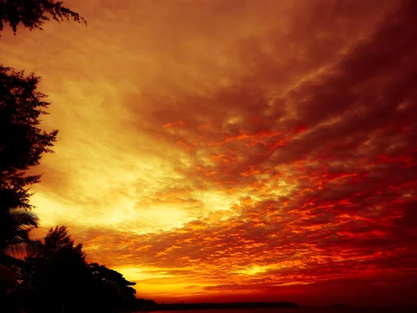 Zonsondergang Het Strand Van Khao Lak Thailand — Stockfoto