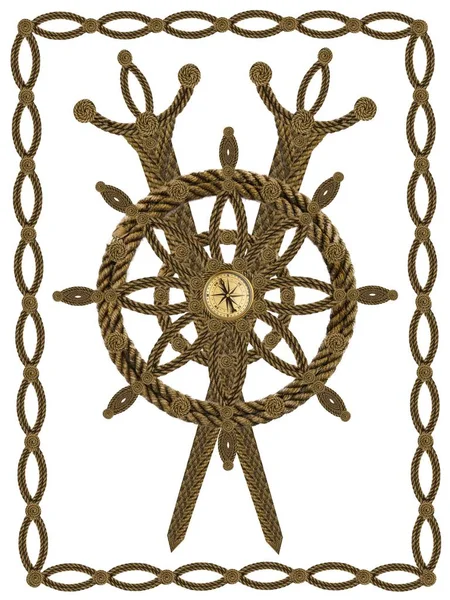 Kompas Koło Miecze Stare Liny — Zdjęcie stockowe