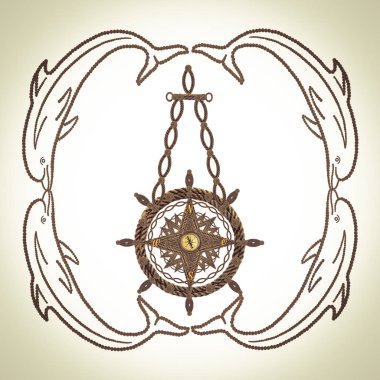 Direksiyon simidi ve ipler yapılan çapa yunuslar pusula