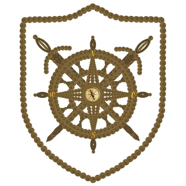 Kompass Svärd Och Ratt — Stockfoto