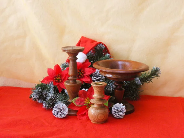 Christmas Picture Fir Green Candle Holder — Stock Photo, Image