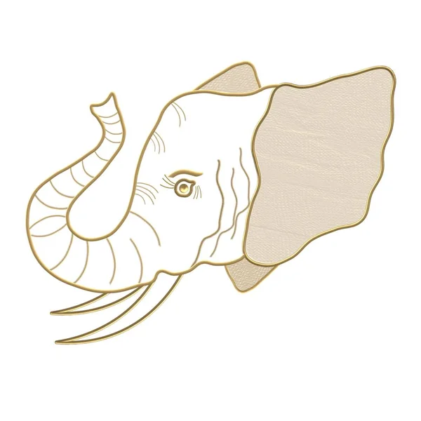 Bellissimo Disegno Testa Elefante Oro Con Zanna — Foto Stock