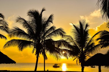 Kenya sahilinde gün batımı ve gün batımı