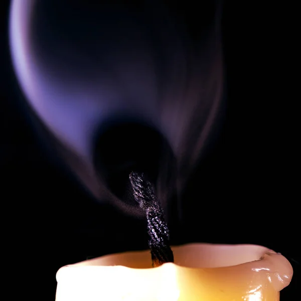 Les Flammes Fumée Des Bougies Correspond Évaporation Colorée Cire — Photo