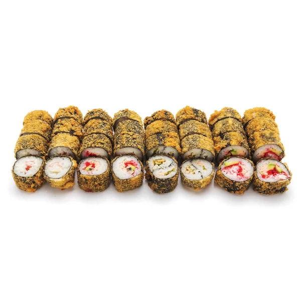 Ensemble Rouleaux Sushi Japonais Avec Des Fruits Mer Poisson Frais — Photo