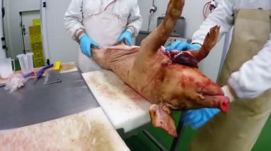  Kasaplar mezbaha içinde işte grup