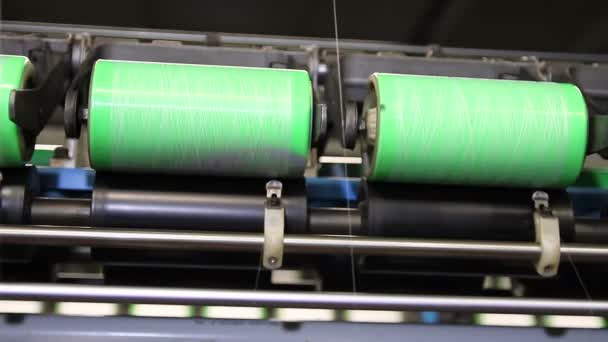 Yarn Thread Running in the Machine - Textile Industry — Stock Video