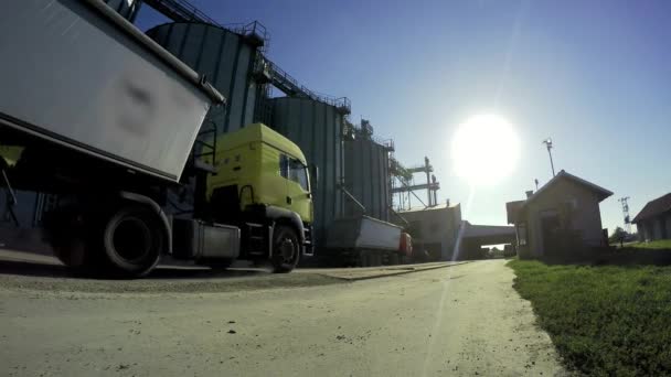 Camion di grano presso i silos di distribuzione — Video Stock