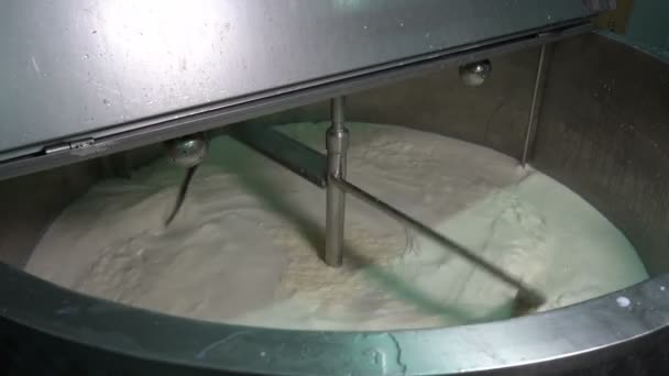 Leite Dentro Tanque Pasteurização Fábrica Laticínios Pasteurização Leite Fábrica Processamento — Vídeo de Stock