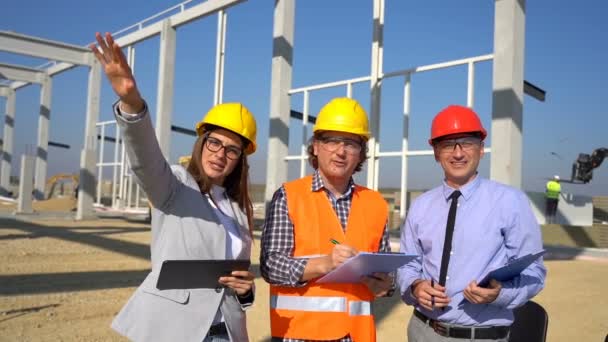 Réunion Gestion Projet Équipe Sur Chantier Construction Business Building Teamwork — Video