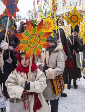 Noel Kutlamaları 7 Ocak 2016 St. Sophia Meydanı Kiev, Ukrayna