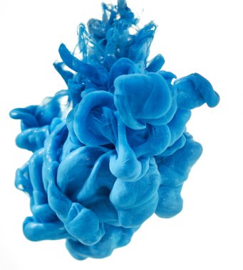 mavi metalik boya sıçrama. Suda mürekkep