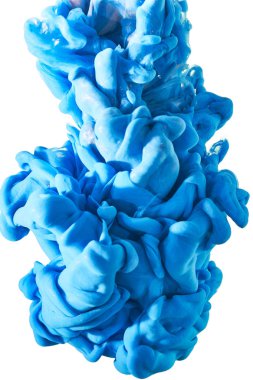 suyun içinde mürekkep. Mavi boya bir sıçrama. Arka plan