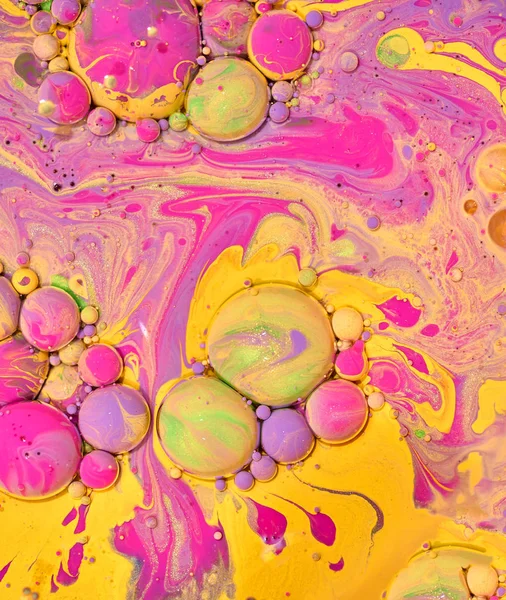 Kleurrijke acryl bubbels. Abstracte inkt ontwerpsjabloon Mixed tex — Stockfoto