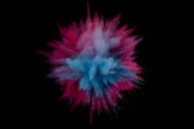 Renkli toz patlaması. Arka planda soyut çekim tozu. Albay