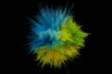 Renkli toz patlaması. Arka planda soyut çekim tozu. Albay