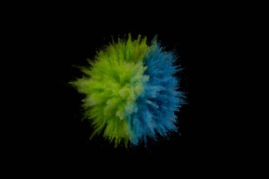 Renkli toz patlaması. Arka planda soyut çekim tozu. Albay