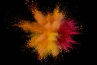 Renkli toz patlaması. Arka planda soyut çekim tozu. Albay