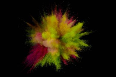 Renkli toz patlaması. Arka planda soyut çekim tozu. Albay