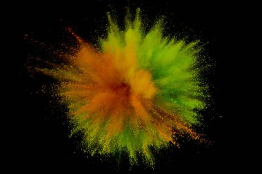 Renkli toz patlaması. Arka planda soyut çekim tozu. Albay