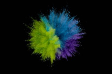 Renkli toz patlaması. Arka planda soyut çekim tozu. Albay