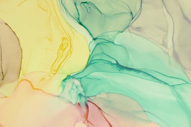 Alkol mürekkebi renkleri saydam. Soyut çok renkli mermer desen arkaplanı. Tasarım kağıdı, duvar kağıdı. Akrilik boyaları karıştırıyorum. Modern akışkan sanat. Alkol Mürekkebi Deseni