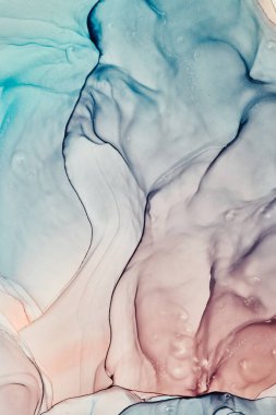 Alkol mürekkebi renkleri saydam. Soyut çok renkli mermer desen arkaplanı. Tasarım kağıdı, duvar kağıdı. Akrilik boyaları karıştırıyorum. Modern akışkan sanat. Alkol Mürekkebi Deseni