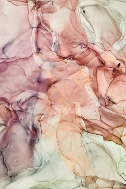 Alkol mürekkebi renkleri saydam. Soyut çok renkli mermer desen arkaplanı. Tasarım kağıdı, duvar kağıdı. Akrilik boyaları karıştırıyorum. Modern akışkan sanat. Alkol Mürekkebi Deseni