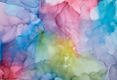 Soyut çok renkli mermer desen arkaplanı. Tasarım kağıdı, duvar kağıdı. Akrilik boyaları karıştırıyorum. Modern akışkan sanat. Alkol mürekkep renkleri yarı saydam