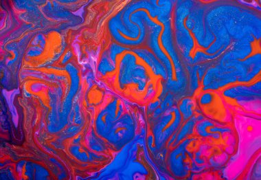 Renkli akrilik kabarcıklar. Soyut mürekkep tasarımı şablonu karışık doku arkaplanı. Sıvı renk arka planı. Duvar kağıdı deseni. Yağ posteri. Tasarım şablonu. Akışkan sanat