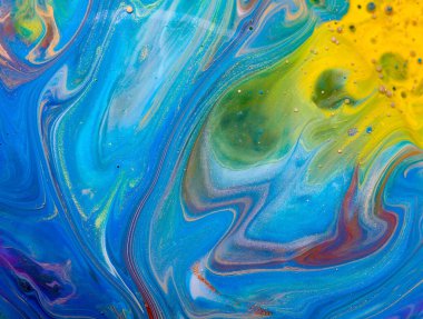 Renkli akrilik kabarcıklar. Soyut mürekkep tasarımı şablonu karışık doku arkaplanı. Sıvı renk arka planı. Duvar kağıdı deseni. Yağ posteri. Tasarım şablonu. Akışkan sanat