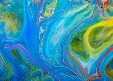 Renkli akrilik kabarcıklar. Soyut mürekkep tasarımı şablonu karışık doku arkaplanı. Sıvı renk arka planı. Duvar kağıdı deseni. Yağ posteri. Tasarım şablonu. Akışkan sanat