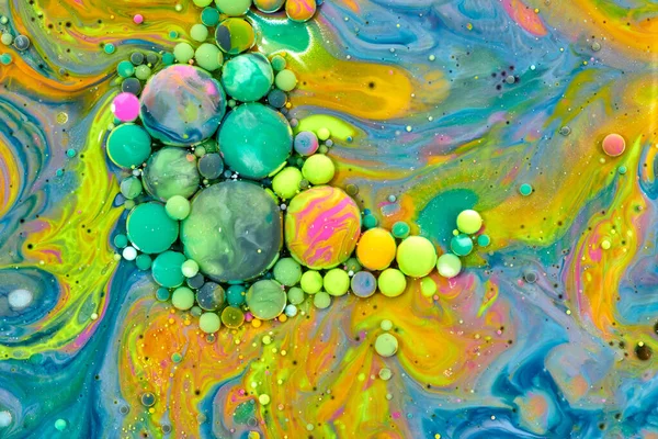 Burbujas Acrílicas Coloridas Plantilla Diseño Tinta Abstracta Fondo Textura Mixta — Foto de Stock