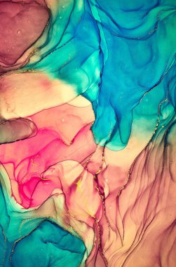 Alkol mürekkebi renkleri saydam. Soyut çok renkli mermer desen arkaplanı. Tasarım kağıdı, duvar kağıdı. Akrilik boyaları karıştırıyorum. Modern akışkan sanat. Alkol Mürekkebi Deseni