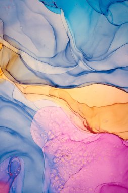 Alkol mürekkebi renkleri saydam. Soyut çok renkli mermer desen arkaplanı. Tasarım kağıdı, duvar kağıdı. Akrilik boyaları karıştırıyorum. Modern akışkan sanat. Alkol Mürekkebi Deseni