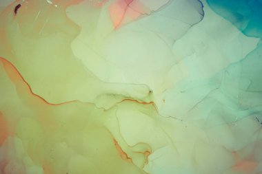 Alkol mürekkebi renkleri saydam. Soyut çok renkli mermer desen arkaplanı. Tasarım kağıdı, duvar kağıdı. Akrilik boyaları karıştırıyorum. Modern akışkan sanat. Alkol Mürekkebi Deseni