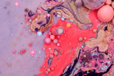 Renkli akrilik kabarcıklar. Soyut mürekkep tasarımı şablonu karışık doku arkaplanı. Sıvı renk arka planı. Duvar kağıdı deseni. Yağ posteri. Tasarım şablonu. Akışkan sanat