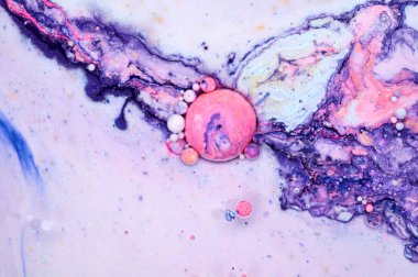 Renkli akrilik kabarcıklar. Soyut mürekkep tasarımı şablonu karışık doku arkaplanı. Sıvı renk arka planı. Duvar kağıdı deseni. Yağ posteri. Tasarım şablonu. Akışkan sanat