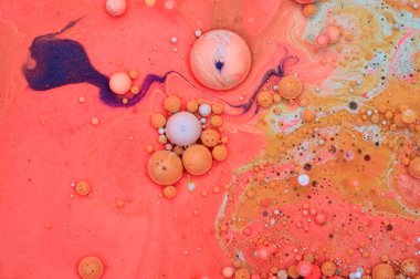 Renkli akrilik kabarcıklar. Soyut mürekkep tasarımı şablonu karışık doku arkaplanı. Sıvı renk arka planı. Duvar kağıdı deseni. Yağ posteri. Tasarım şablonu. Akışkan sanat