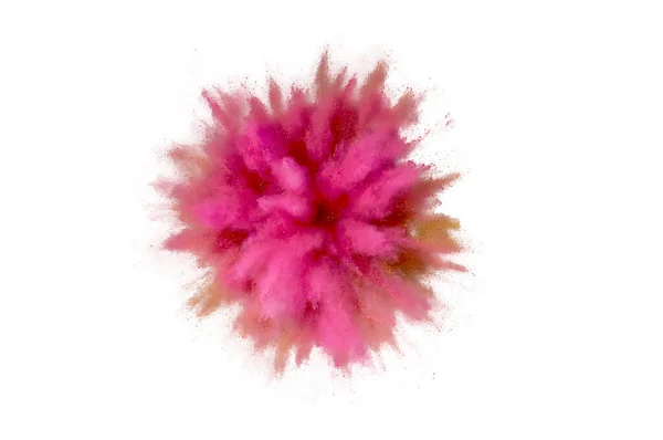 Färgad Pulver Explosion Vit Bakgrund Abstrakt Närbild Damm Bakgrunden Färgglada — Stockfoto