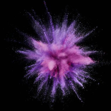 Renkli barut patlaması. Arka planda soyut yakın çekim tozu. Renkli bir patlama. Boya deliği