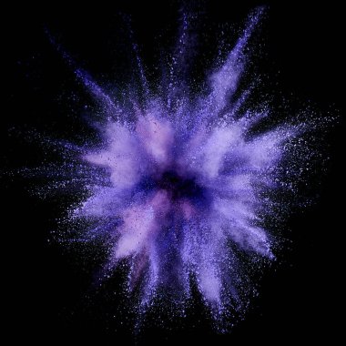 Renkli barut patlaması. Arka planda soyut yakın çekim tozu. Renkli bir patlama. Boya deliği